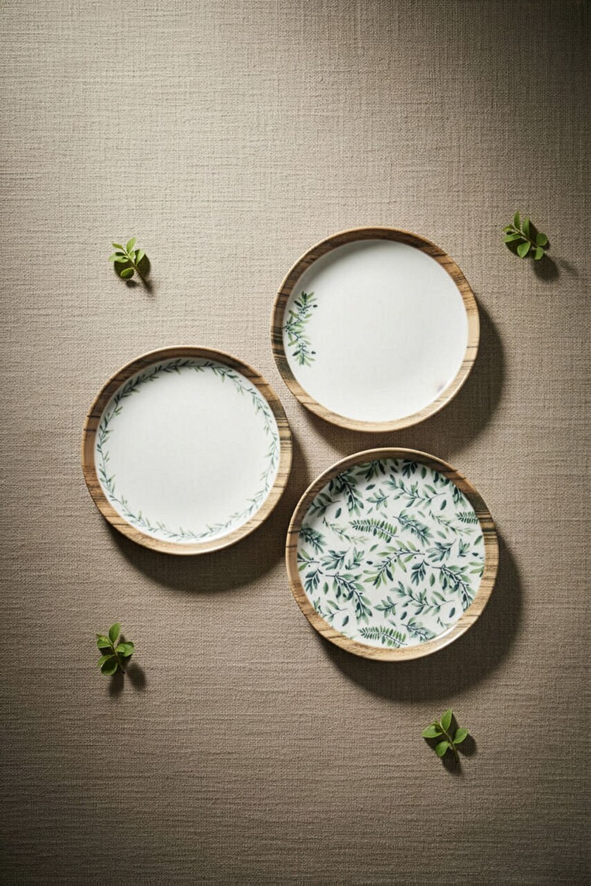 Set de mic dejun, Hermia, 126MBM1405,  Bol: 13 x 13 x 4 cm (2 bucăți), Verde/Alb - imagine 5